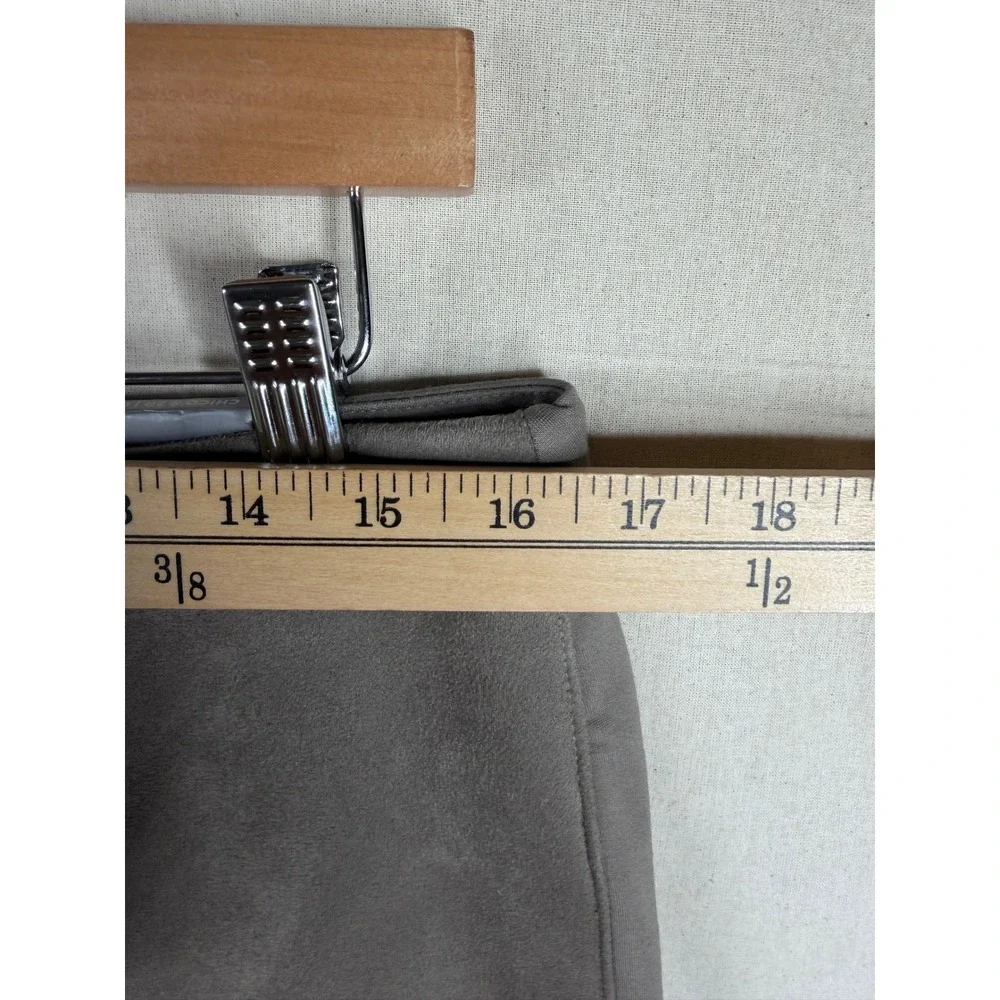 New Chicos Ponte Front Suede Pants size 2R (12R) Earthen Taupe Grayish‎